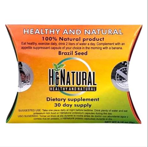 Image 6 - Labeling, Brazil Seed, H&Natural 30 day supply paper board packet orange