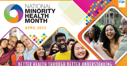 National Minority Health Month photo collage. Diverse photos of people of different race and age.