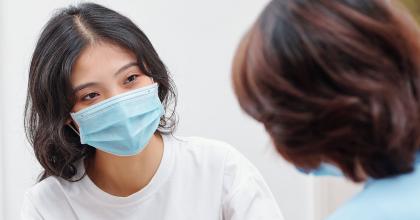 Patient talking to a doctor