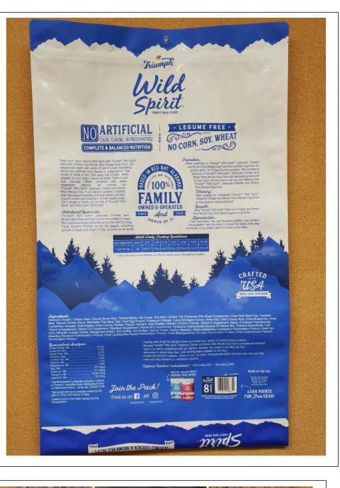 Back Image – Triumph Wild Spirit Craft Dog Food – Ingredient Statement