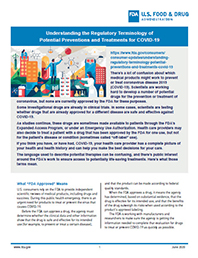 thumbnail image of the fact sheet on COVID-19 regulatory terminology