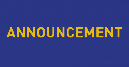 Yellow Announcement text on blue background