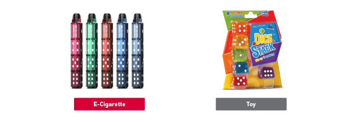 e-cigarette product that imitates Dice Stack