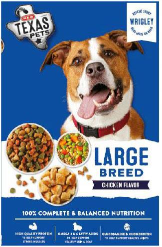 11. “TEXAS PETS Large Breed, Chicken Flavor, dog food”
