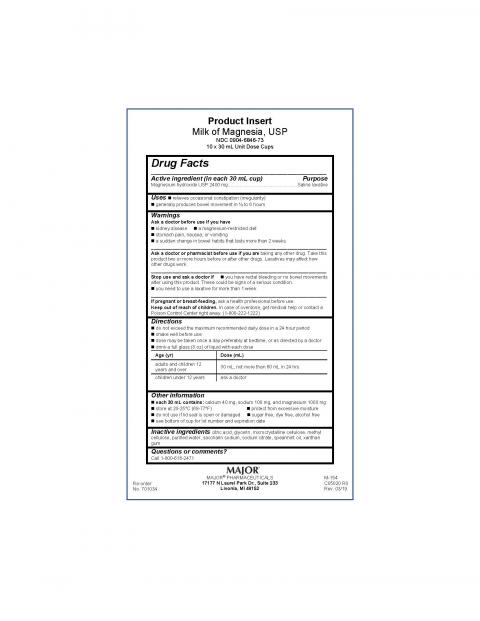 Product Insert, Major Milk of Magnesia USP, 10 x 30 mL cup