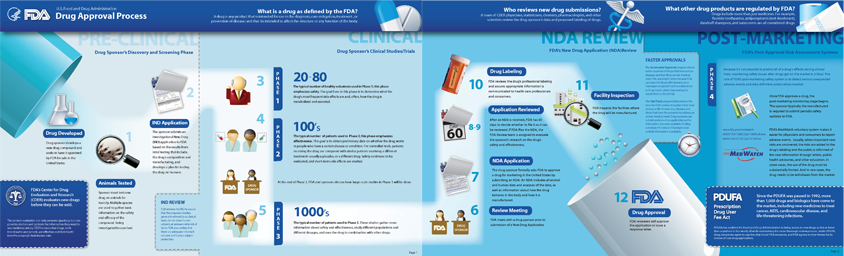 View larger image and printable PDF version of Drug Approval Process Infographic