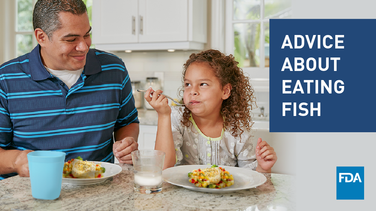 Advice About Eating Fish (father and daughter eating lunch together)