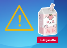 Warning Symbol and E-Cigarette that looks like milk carton
