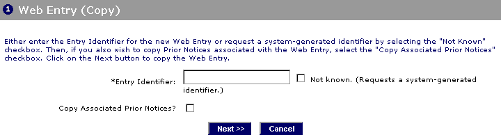 Prior Notice for Food Articles Additional Capabilities Web Entries Step 2