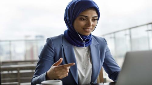 Young woman working on laptop