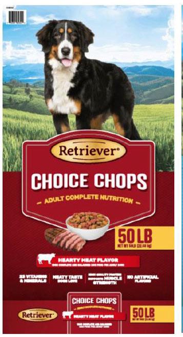 22. “Retriever Choice Chops, Meat Flavor, Adult dog food”