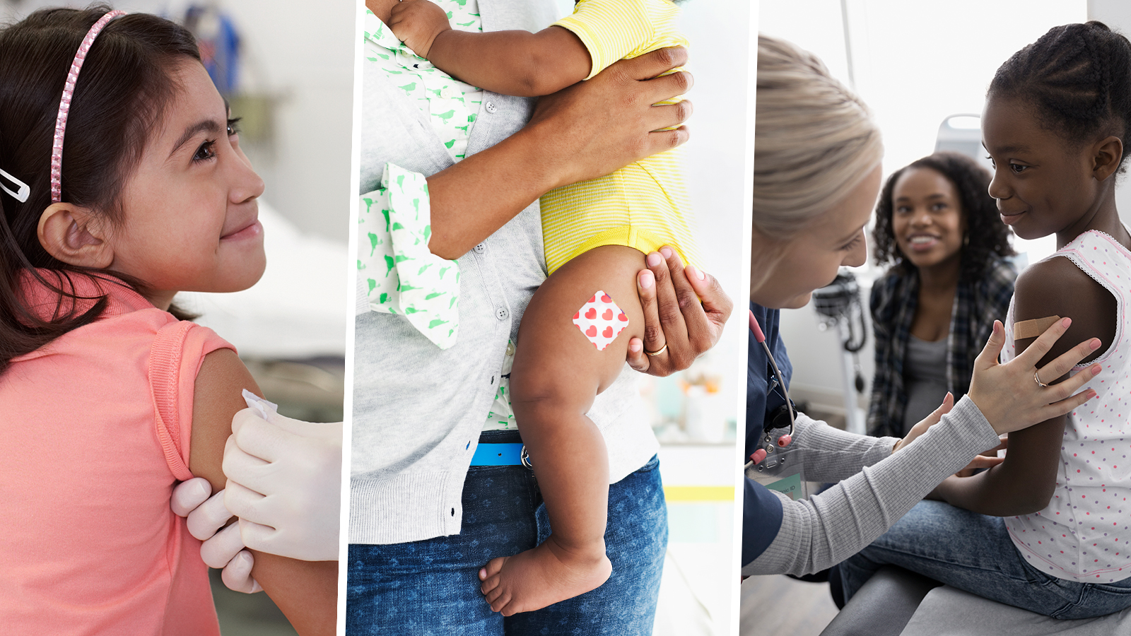 Collage of children getting vacinated