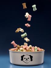 Food Falling into Dog Bowl