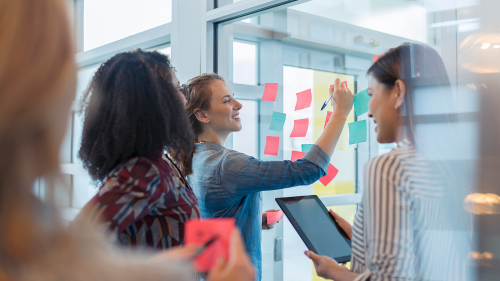 Professionals collaborating in an office