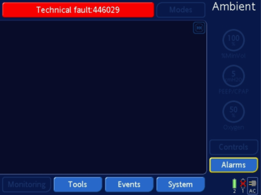 Ambient state screen on the ventilator