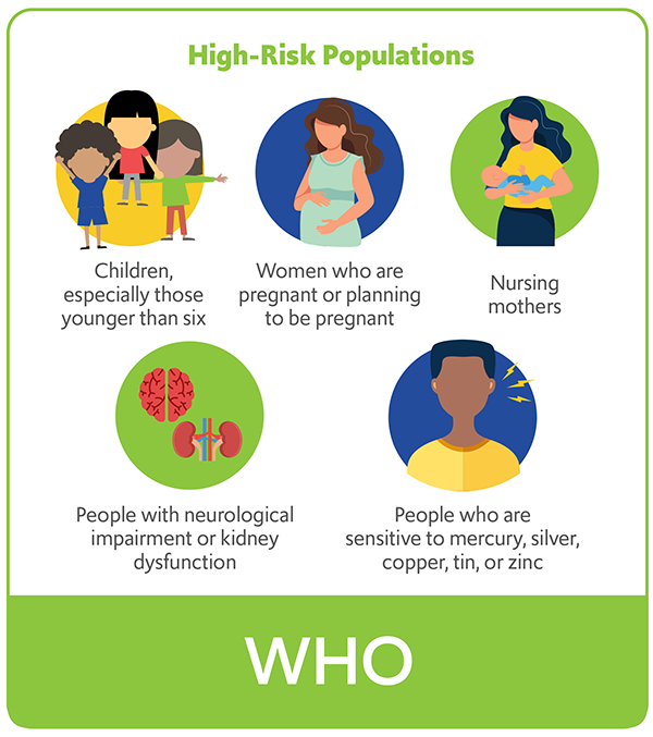 Graphic excerpt depicting high-risk populations for dental amalgam use.