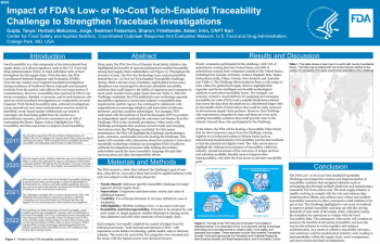 Poster Image - Impact of FDA’s Low- or No-Cost Tech-Enabled Traceability Challenge on Strengthening Traceback Investigations