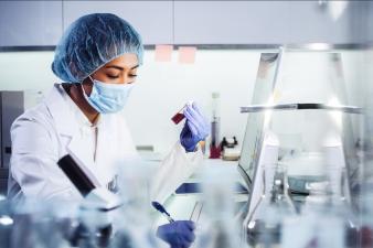 Young woman during virus lab tests