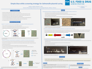 Scientific Poster: Simple blue-white screening strategy for Salmonella plasmid curing