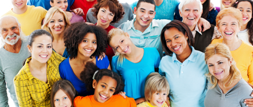 Group of people representing different ages and genders 