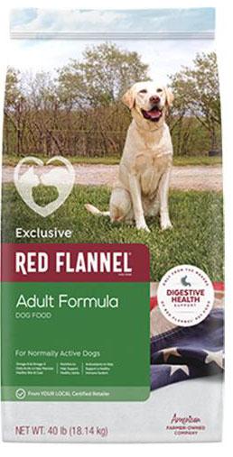 14. “Exclusive, Red Flannel, Adult Formula dog food”