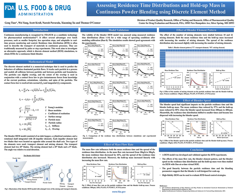 Assessing Residence Time Distributions and Hold-up Mass in Continuous Powder Blending using Discrete Element Method