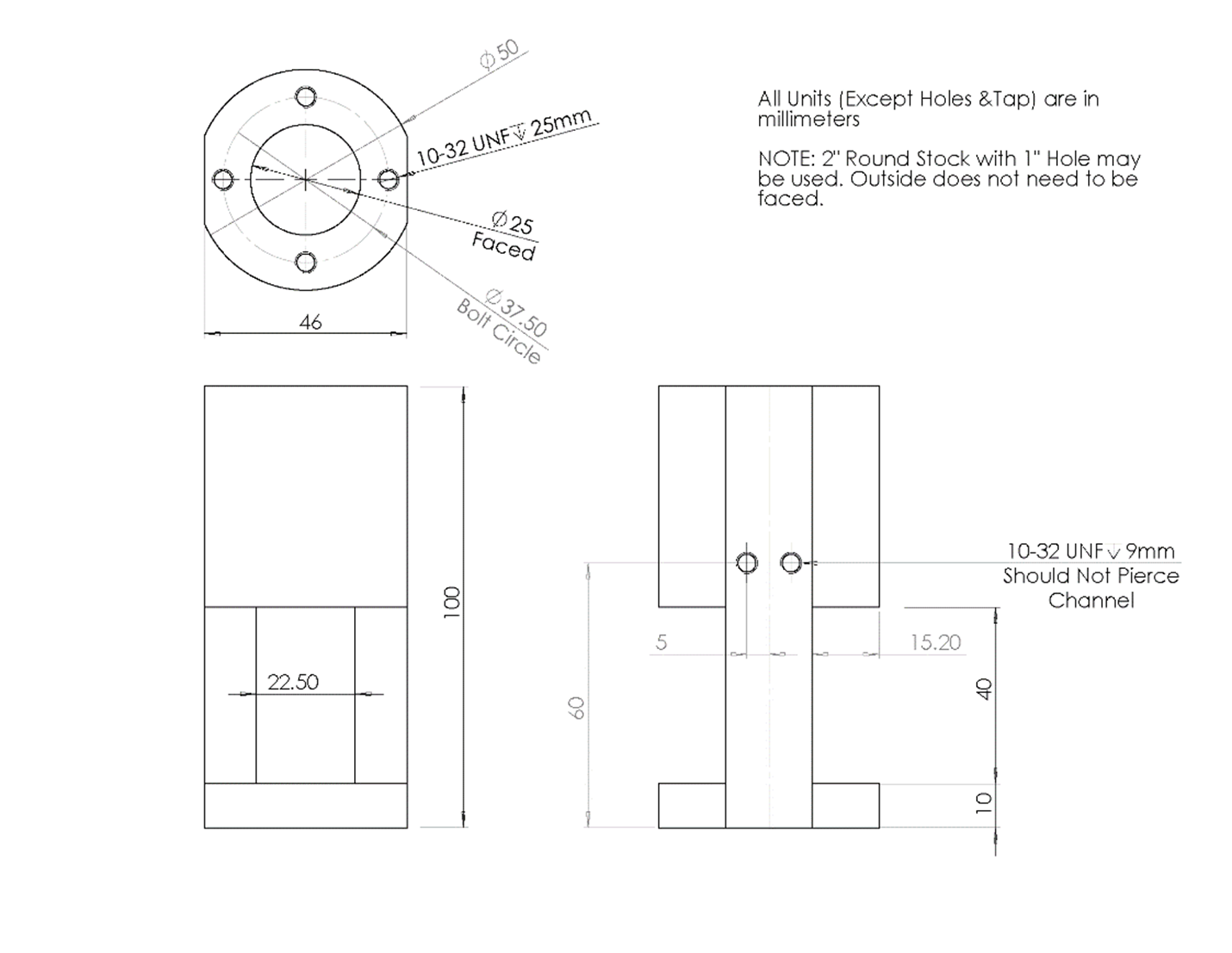 CAD Drawing of the Puncture Rig Setup Base