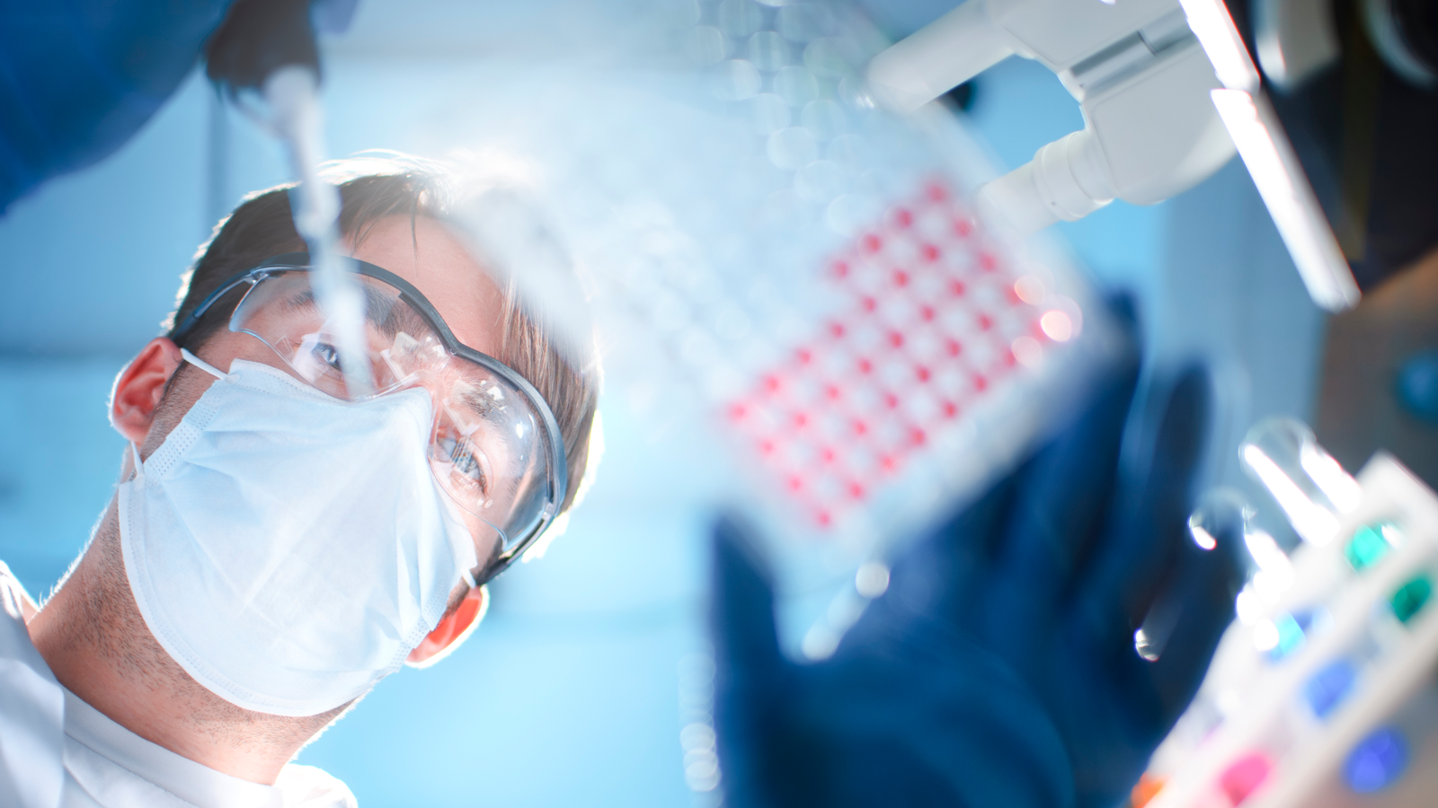 Image of lab technician placing samples onto tray.