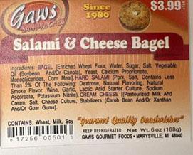 Image 5: “Label for Salami & Cheese Bagel, 6 oz.”