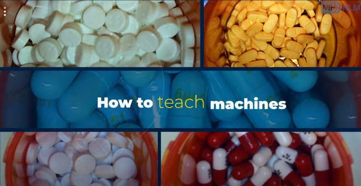 How to teach machines, showing for different piles of pills.
