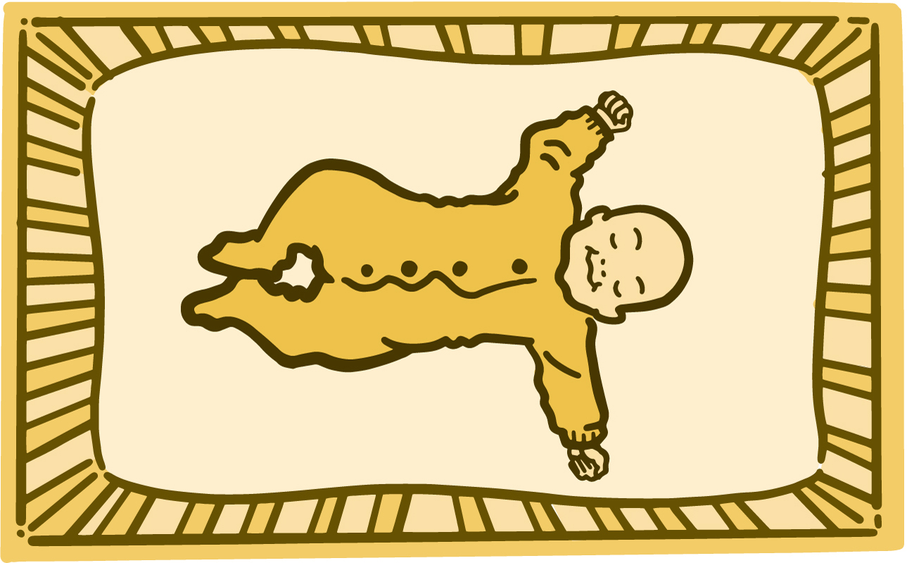 Illustration of a baby sleeping on back in crib