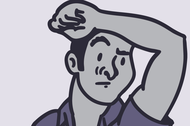 Illustration of a man smelling his armpit