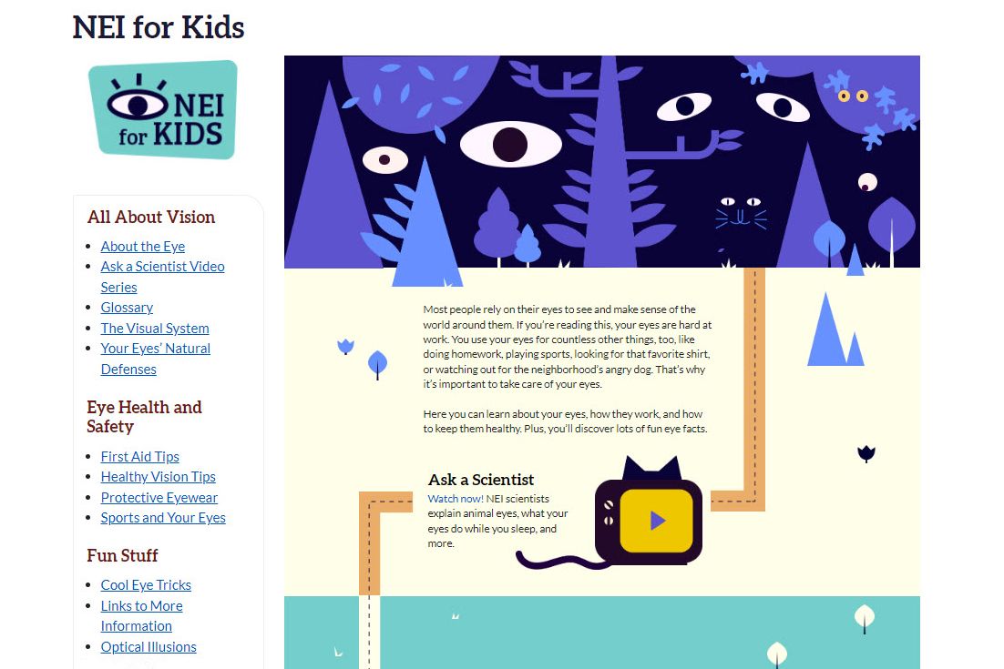 Screenshot of the NEI for Kids website.